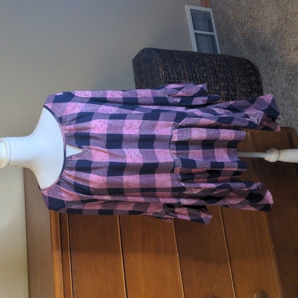 ONE World Live and Let Live FLANNEL Hi-Low swing tunic SZ 1X - Picture 2 of 13